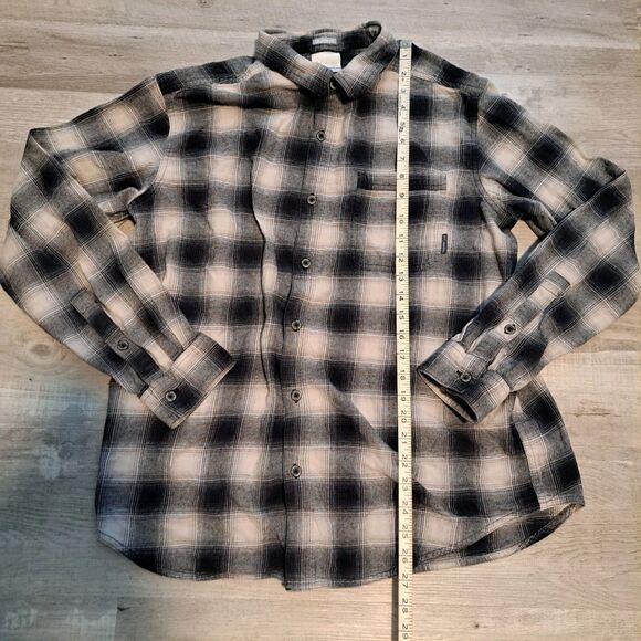Columbia Plaid Flannel Shirt Mens L Regular Fit Button Up Outdoor Classic Black - Picture 5 of 9